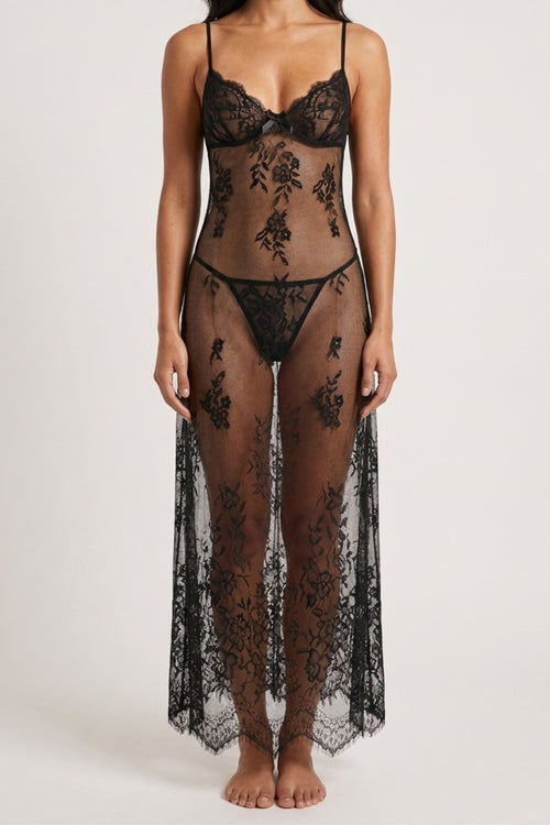 Black Sheer Floral Dress