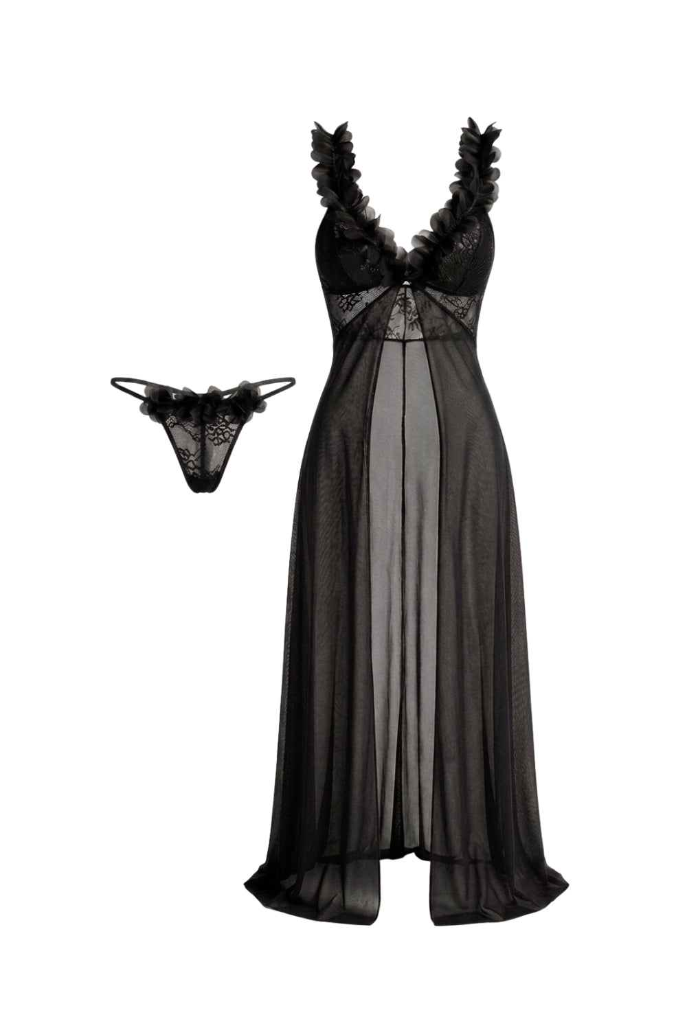 Black Sheer Petal Dress