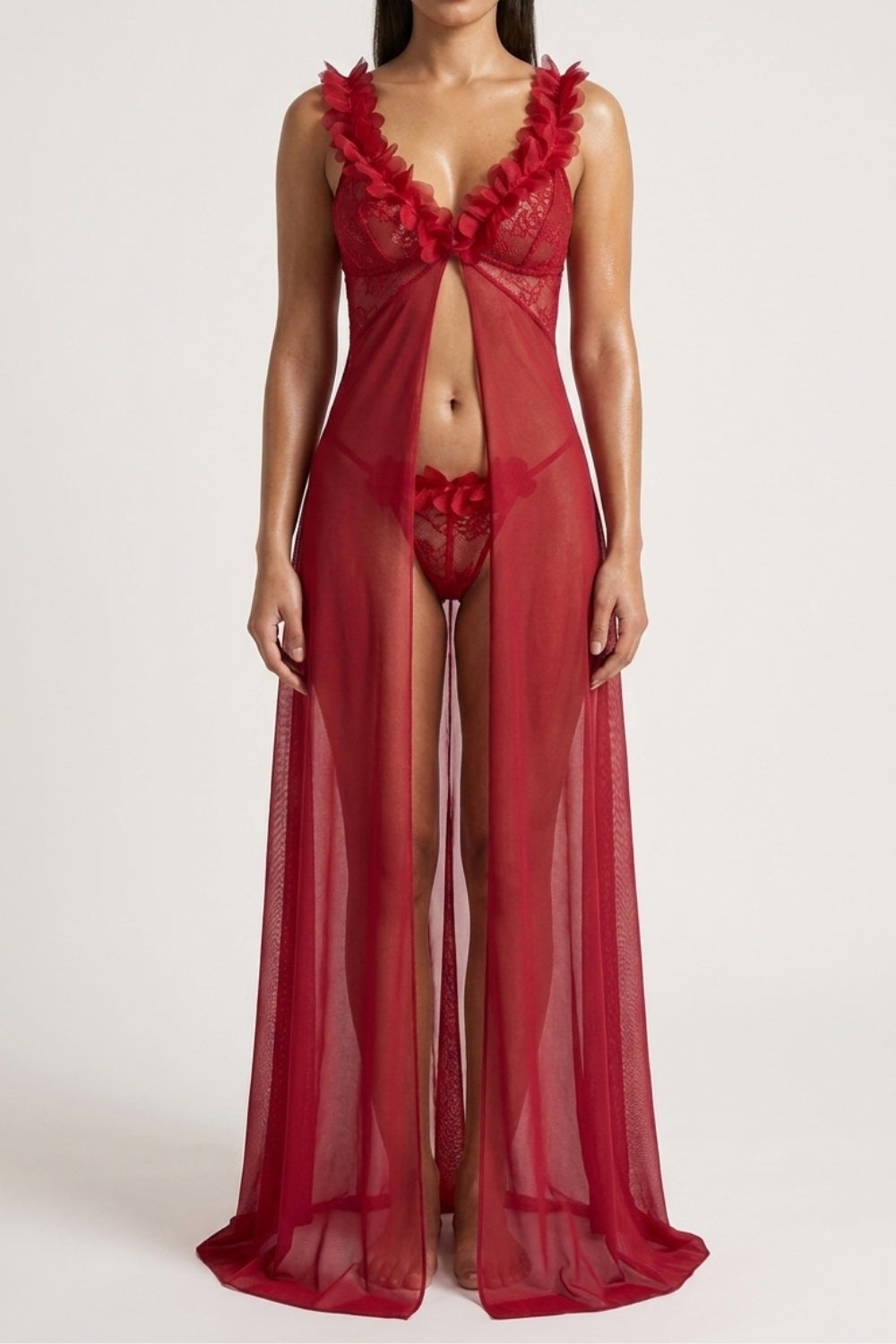 Red Sheer Petal Dress