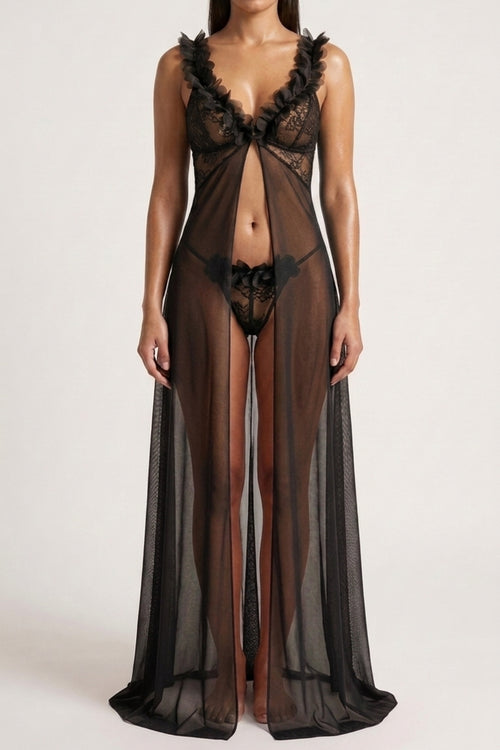 Black Sheer Petal Dress