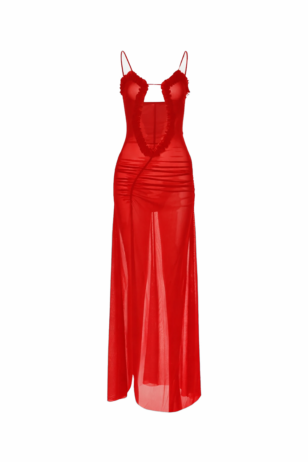 Red Sheer Transparent Dress