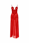 Red Sheer Transparent Dress